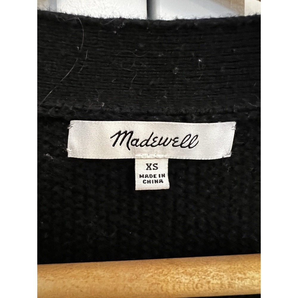 Madewell Sweater Women's XS Textured Cardigan Brown Buttons Black Cotton - Picture 4 of 6